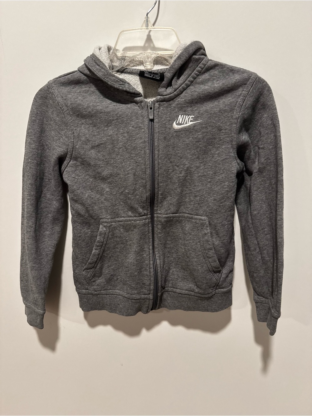 Nike Kids Gray Full-Zip Hoodie with White Logo